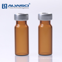 China manufacturer 11mm Crimp autosampler amber glass 1.8ml hplc vial with label for Agilent